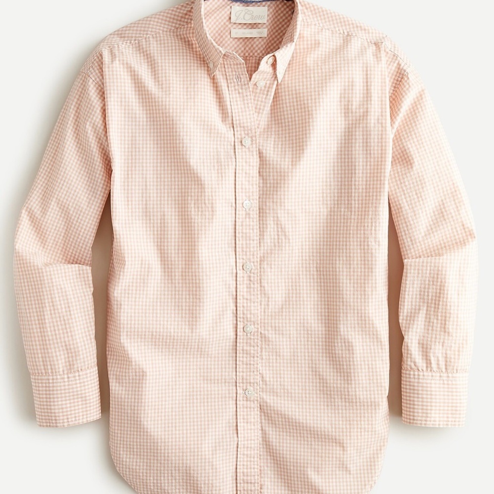 J Crew Relaxed-fit washed cotton poplin shirt in mini gingham size:4 pink-white